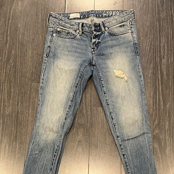 Gap Distressed Straight Leg Denim - Picture 1 of 2